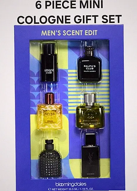 Bloomingdale's Scent Edit 6 Piece Mini Cologne Gift Set for Men