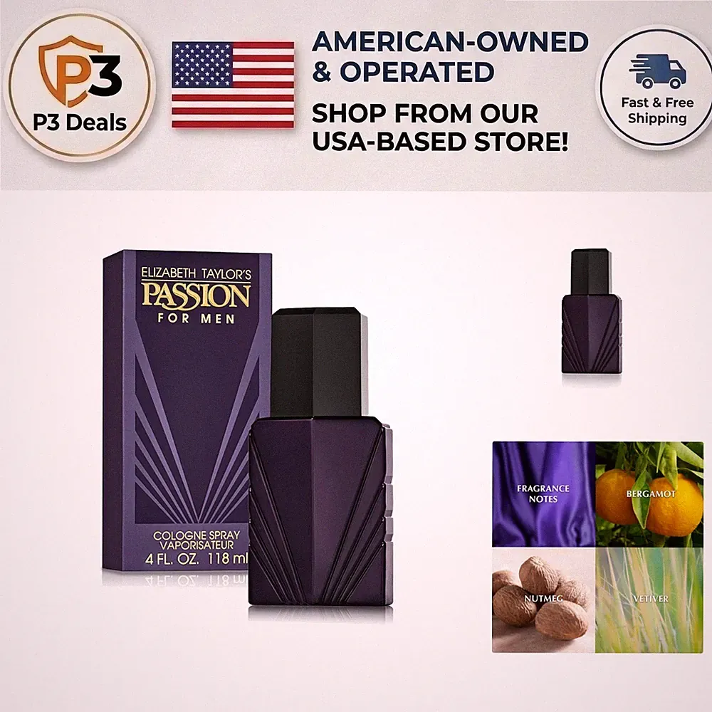 Elizabeth Taylor Passion Men's Cologne Spray - 4 Fl Oz of Luxury Fragrance
