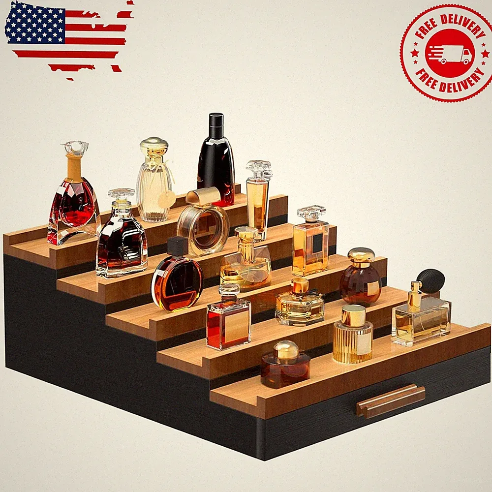Wooden Cologne Organizer for Men 5 Tier of Perfume Display Holder of Drawer &..